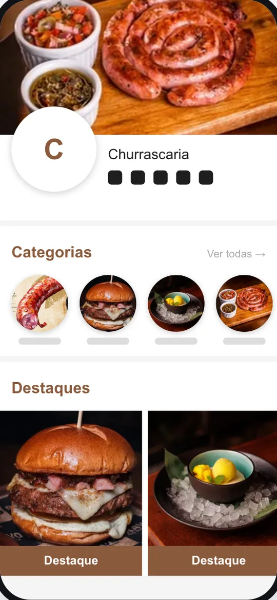 Cardápio de template de uma churrascaria